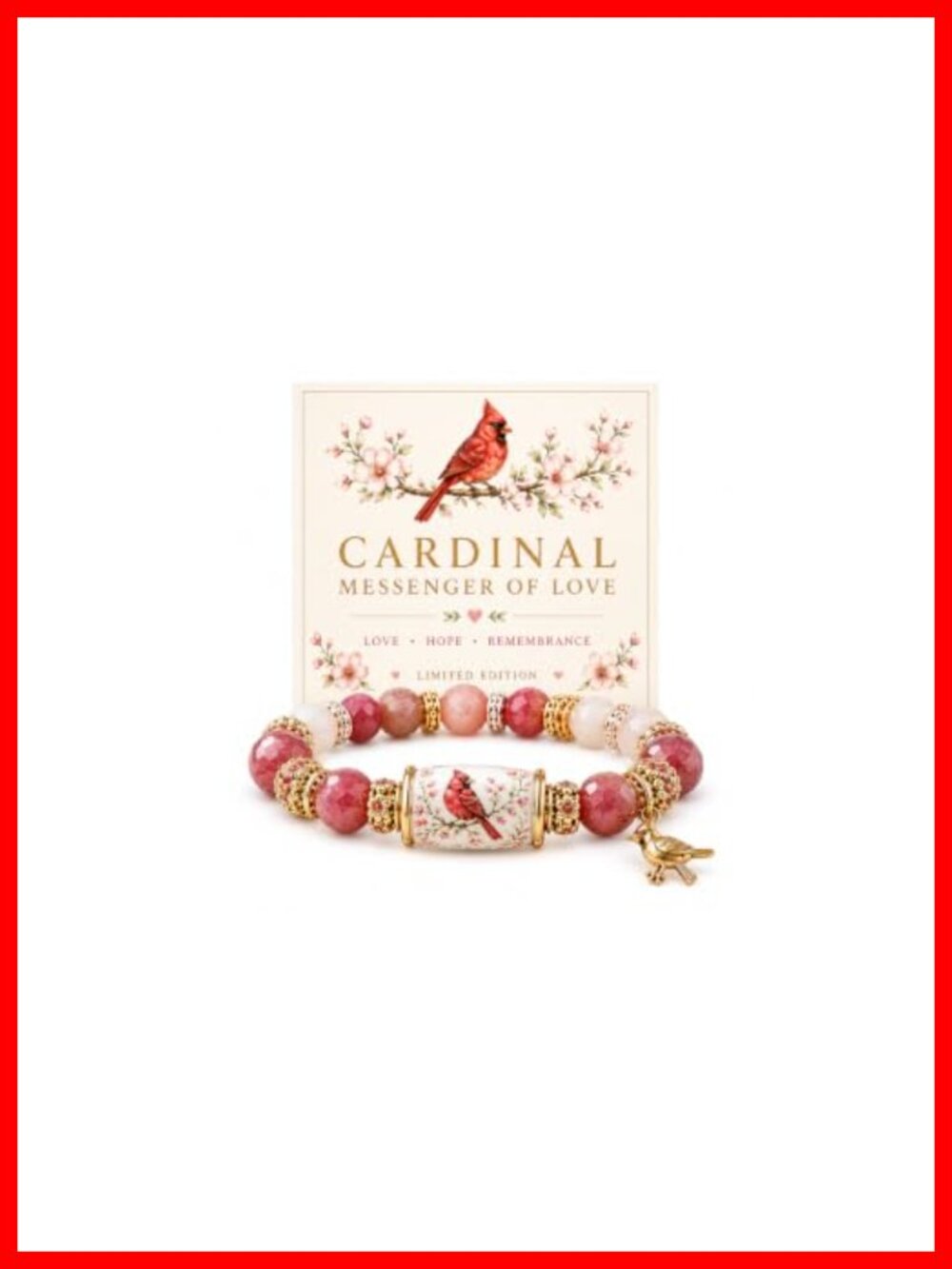 Natural Stone Crystal Bead Stretch Bracelet Hummingbird Charm Inspirational